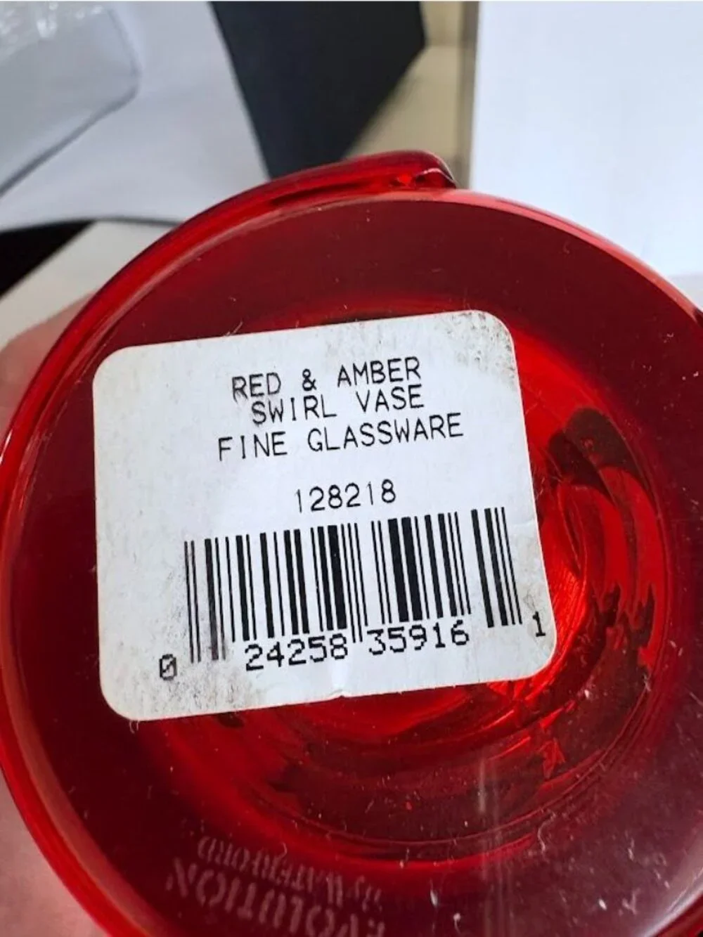 Red & Amber Swirl Glass Vase By Waterford Evolution Poland - 11